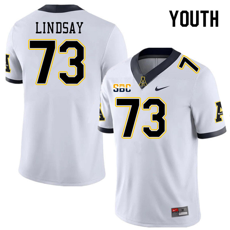 Youth #73 Jaden Lindsay Appalachian State Mountaineers College Football Jerseys Stitched Sale-White
